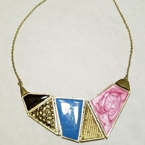 Gold Bib Necklace with Chunky Accent Pieces